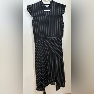 NWT Nanette Lepore Striped Dress Size 10 Asymmetrical Hem Black